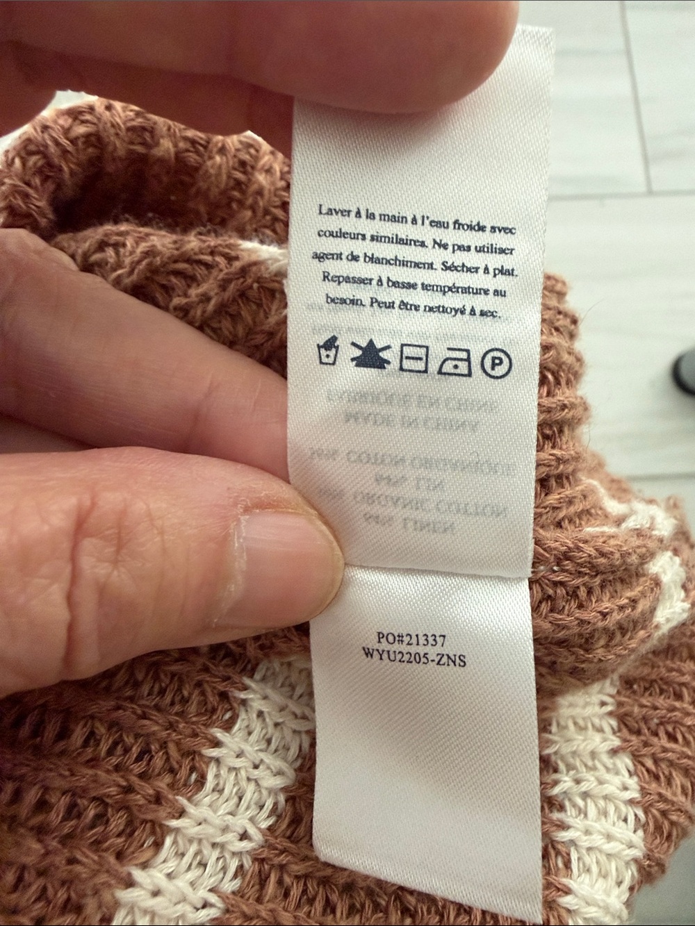 Faherty Rust-Brown and Cream Striped Knit Tank Top Size L - Picture 5 of 5